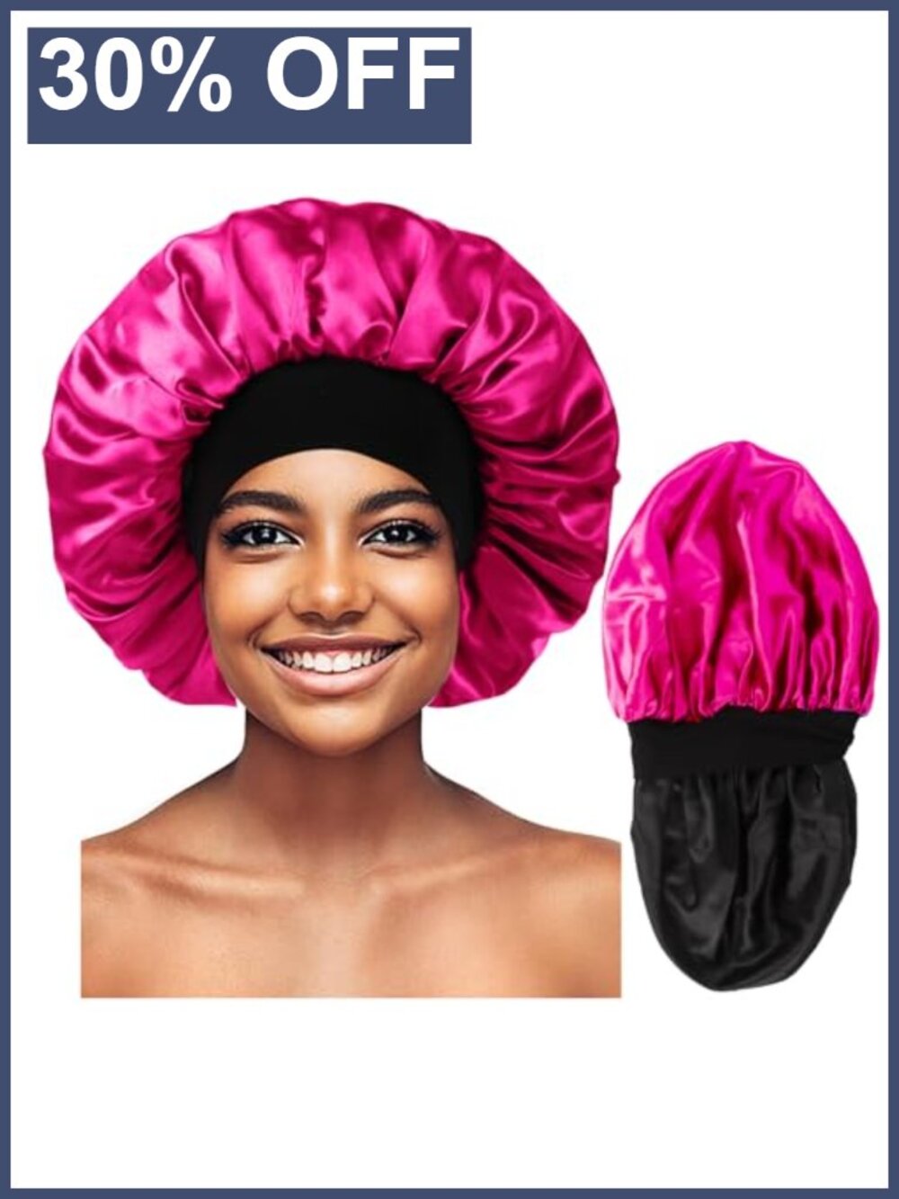 Satin Hair Bonnet Sleep Cap Wide Band Double-Layered Reversible